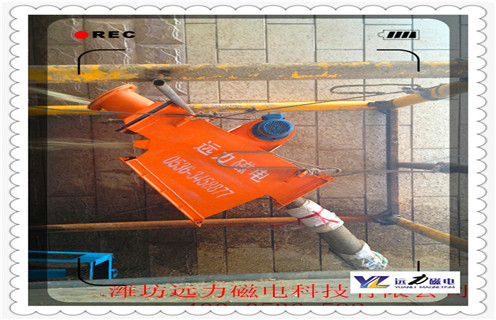 管道電磁除鐵器，小型管道電磁除鐵器_遠力小型管道電磁除鐵器12000高斯 可定制工作原理_安裝示意圖